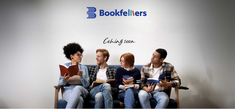 Bookfellers &mdash; four friends reading together on a couch